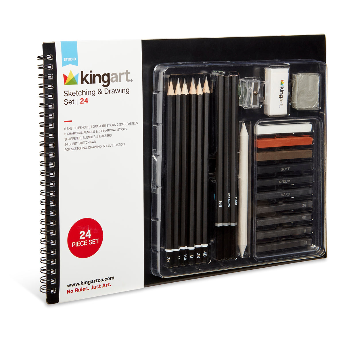 KINGART® PRO Graphite Sketching & Drawing Pencils, Set of 12