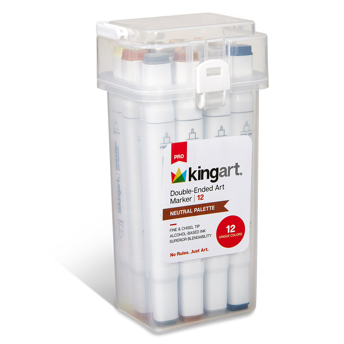 KINGART® PRO Double-Ended Art Alcohol Markers, 24 Gray Tone Palette  Colors with Both Fine & Chisel Tips and Superior Blendability 