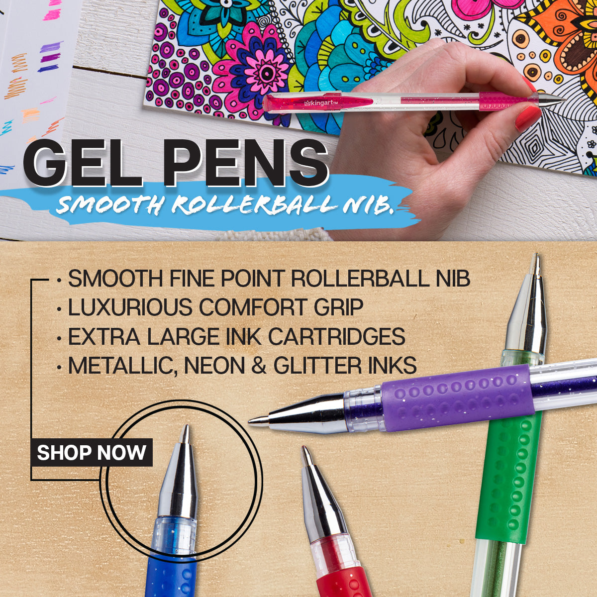 Gel Ink Pens, Colored Gel Pen 12 Color Set, Jelly Ink Pens 1.0Mm