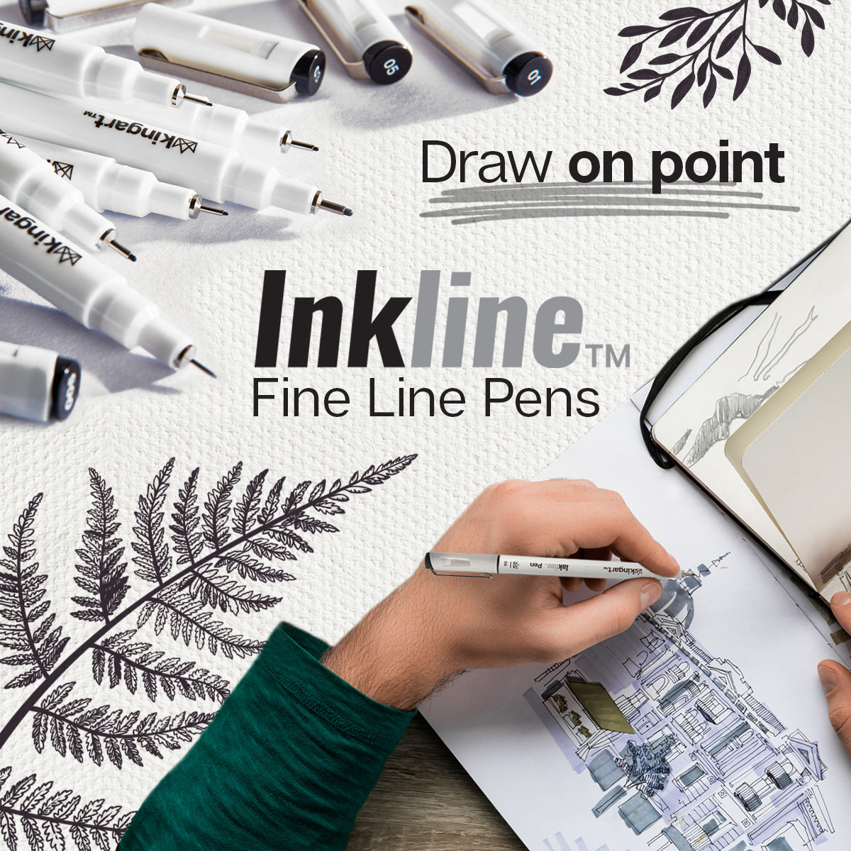 KINGART® Inkline™ Fine Line Art & Graphic Pens, Archival Japanese