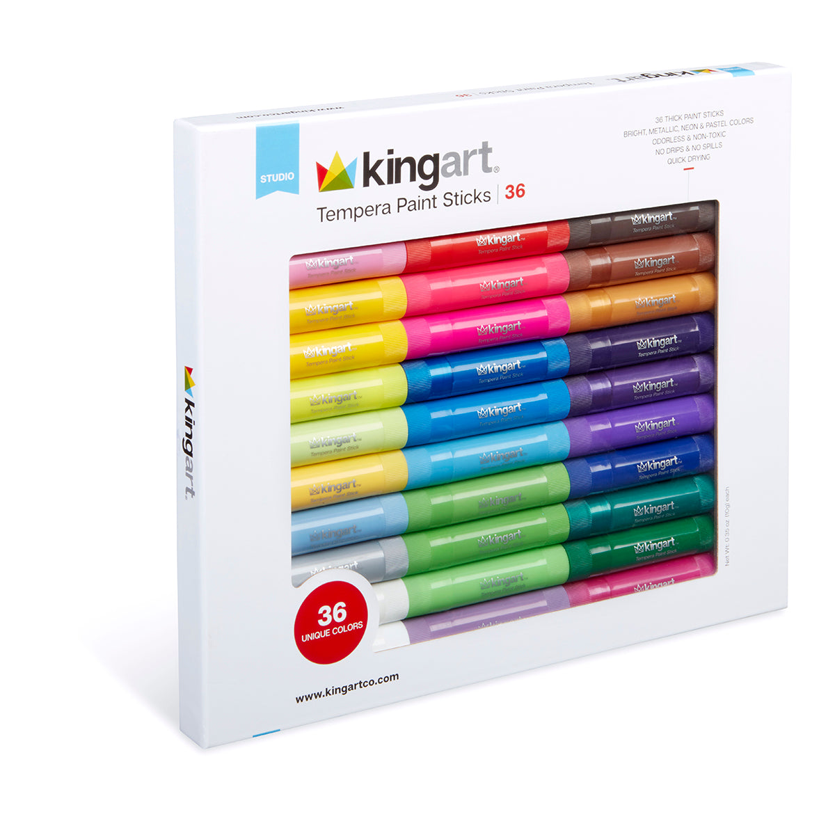 KINGART® Tempera Paint Thin Sticks, 24 Vibrant Colors Solid Tempera Paint  for Kids, Super Quick Drying, Works Great on Paper Wood Glass Ceramic Canvas