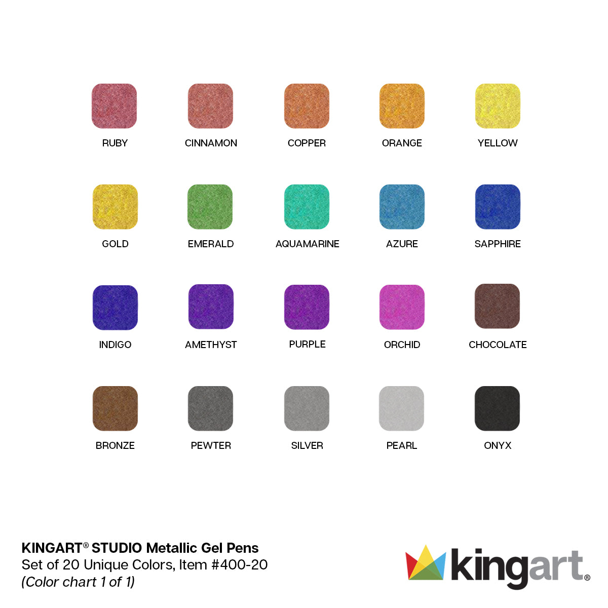 KINGART™ Soft Grip Glitter Gel Pens, Set of 50 Colors 