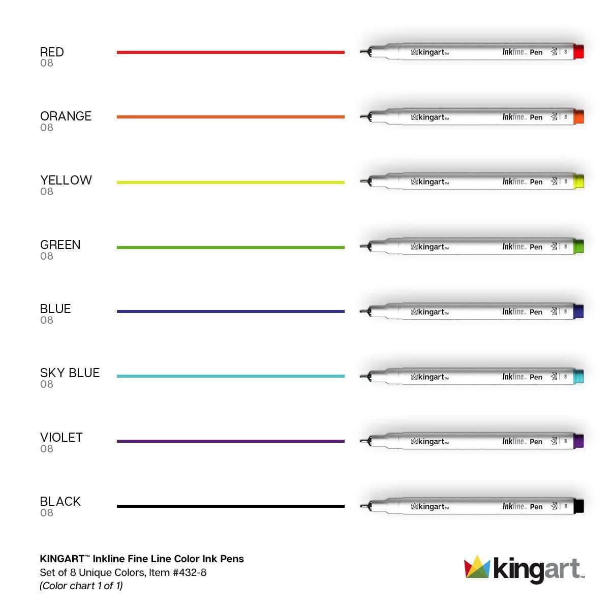 Kingart Inkline Fine Line Pen Set 6/Pkg - Black
