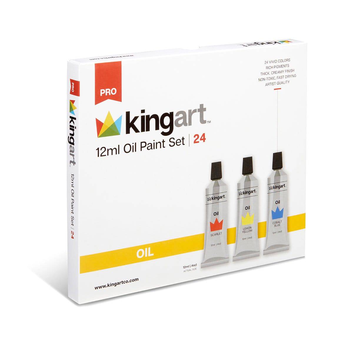 KINGART® PRO Artist Gouache Paint, 12ml (.4oz), Set of 24 Unique Colors