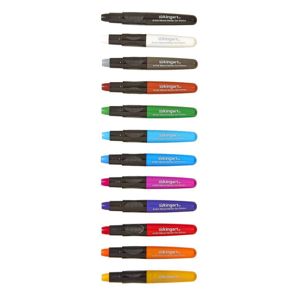 Kingart Gel Stick Artist Mixed Media Crayons, Set of 16 Unique Colors, Red