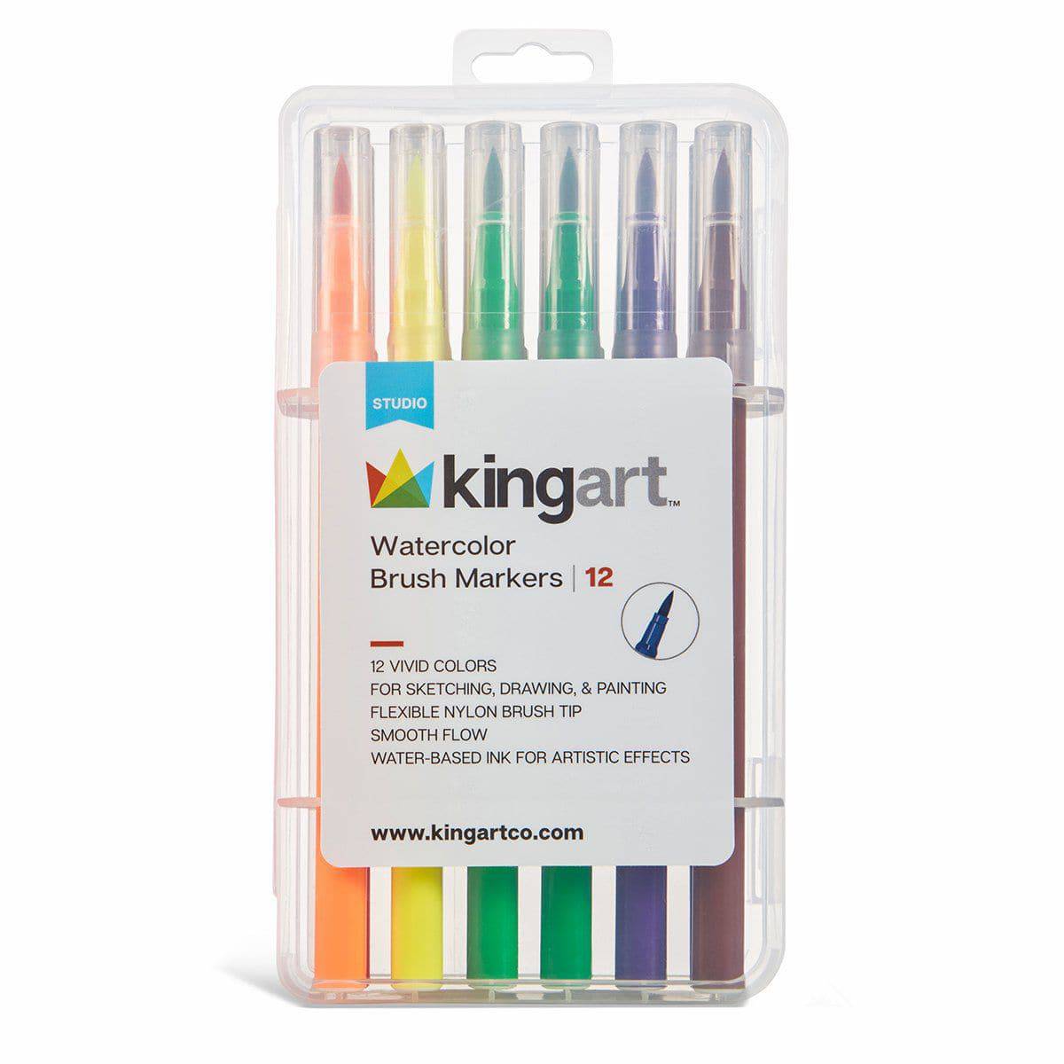  KINGART Watercolor Brush Markers, 36 Piece, Multicolor, 410-36