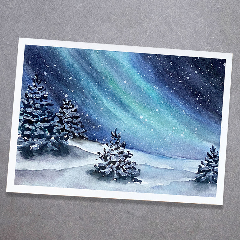 Beginner Watercolor Holiday Card Tutorial - Winter Scene