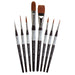 KINGART® Precision™ Series Amber Taklon Brushes, Ergonomic Comfort Handle, Gift Box, Set of 8 - Premium - KINGART®