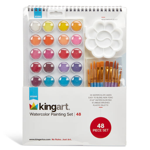 KINGART® Studio Watercolor Paint Art Kit, Set of 48 -  - KINGART