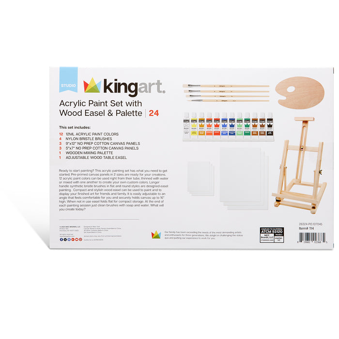 Acrylic Painting Set with Table Easel, 24 Piece Set