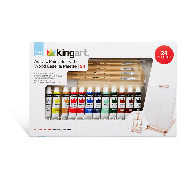 Acrylic Painting Set with Table Easel, 24 Piece Set