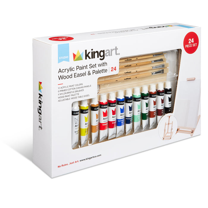 Acrylic Painting Set with Table Easel, 24 Piece Set