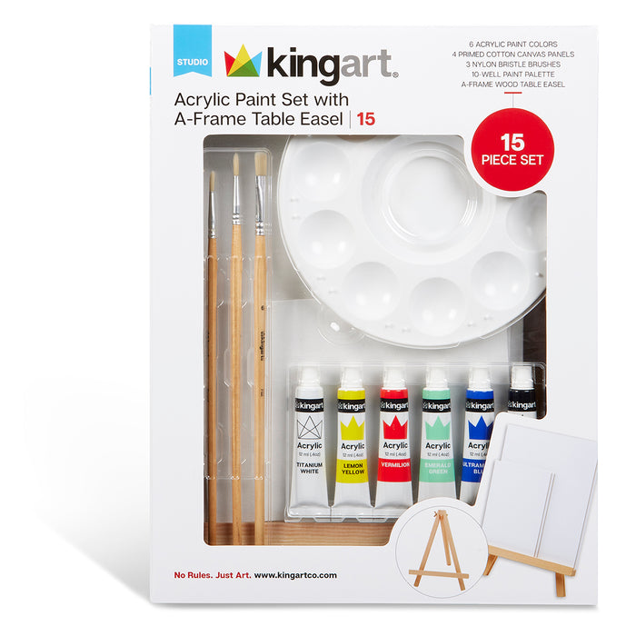 Acrylic Painting Set with Tabletop Easel, 15 pc