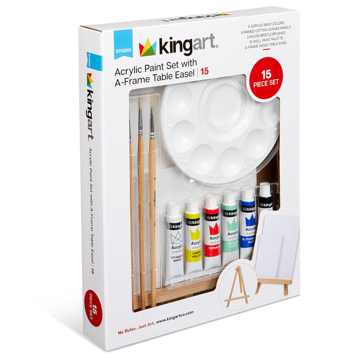 Acrylic Painting Set with Tabletop Easel, 15 pc