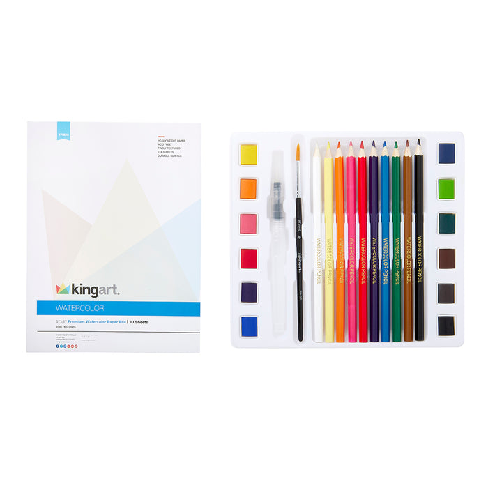 KINGART 25 PC. WATERCOLOR PAN ART SET BOX -  - KINGART