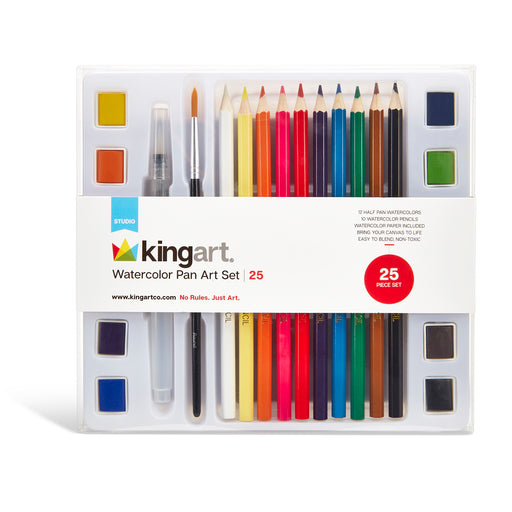 KINGART 25 PC. WATERCOLOR PAN ART SET BOX -  - KINGART