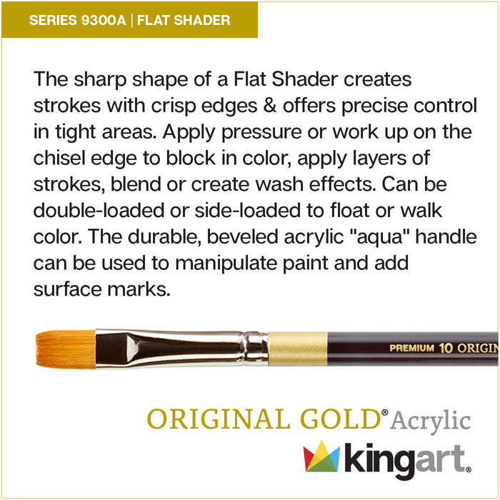 KINGART® Original Gold® 9300A Shader Series, Aqua Acrylic Handle, Premium Golden Taklon Multimedia Artist Brushes -  - KINGART