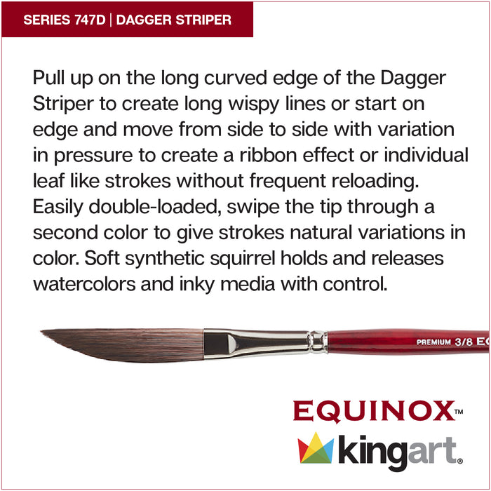 KINGART® Equinox™ 747D Dagger Series Soft Synthetic Squirrel Premium Watercolor Artist Brushes, Set of 3 (1/4, 3/8, 1/2) -  - KINGART