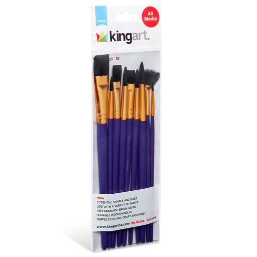 KINGART® Studio All-Purpose Art, Craft & Hobby Synthetic Paint Brushes, Set of 10 - Studio - KINGART®