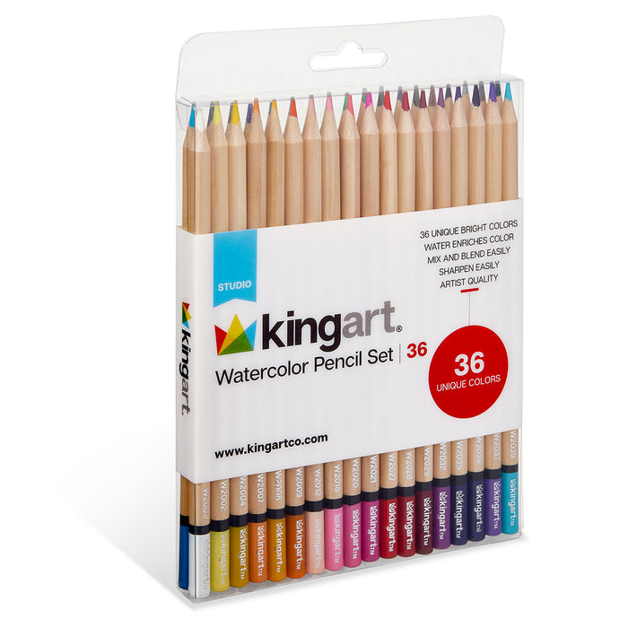 KINGART® Watercolor Pencils, Set of 36 Unique Colors