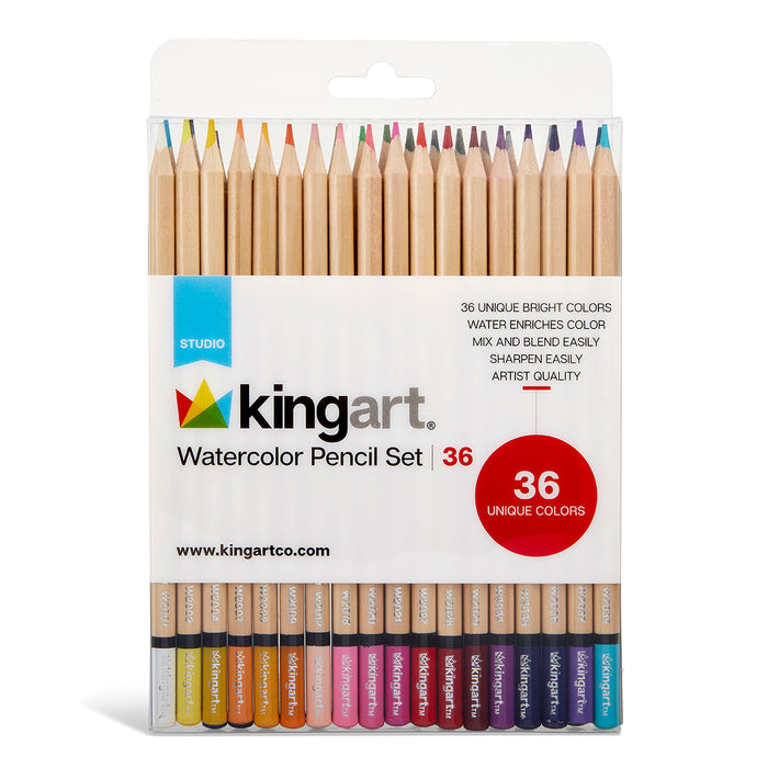 KINGART® Watercolor Pencils, Set of 36 Unique Colors