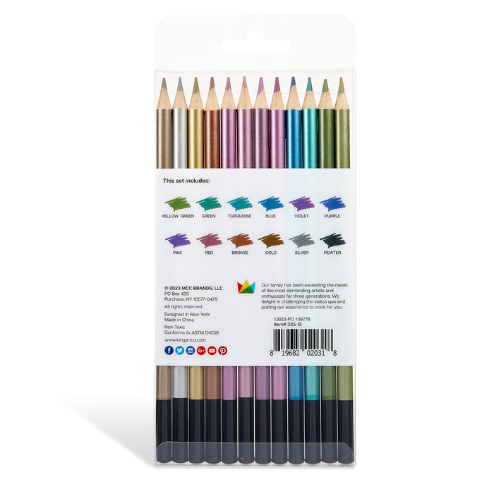 Metallic Colored Pencils, Set of 12 Unique Colors