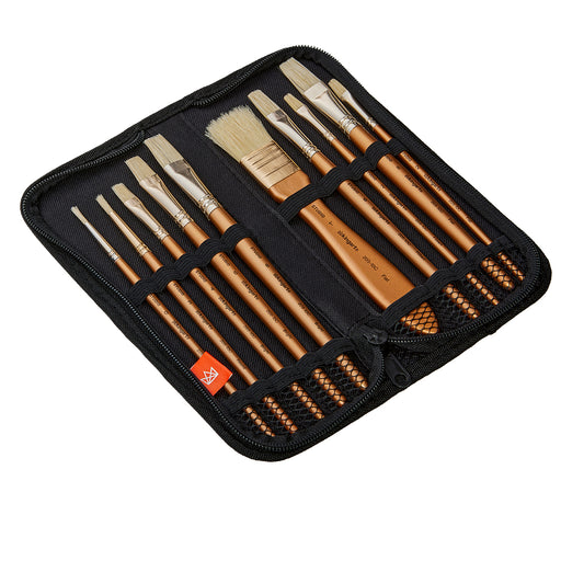 KINGART® Oil Brush Set in Travel Case, Set of 10 -  - KINGART