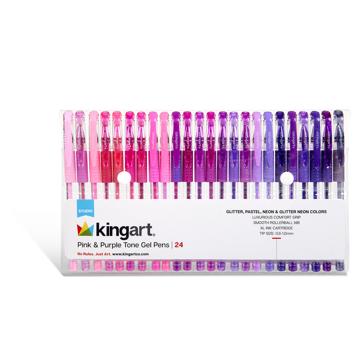 Gel Pen Set, Soft Grip, 24 Pink & Purple Tone Colors