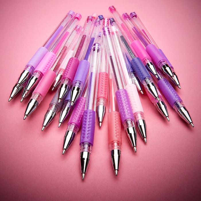 Gel Pen Set, Soft Grip, 24 Pink & Purple Tone Colors