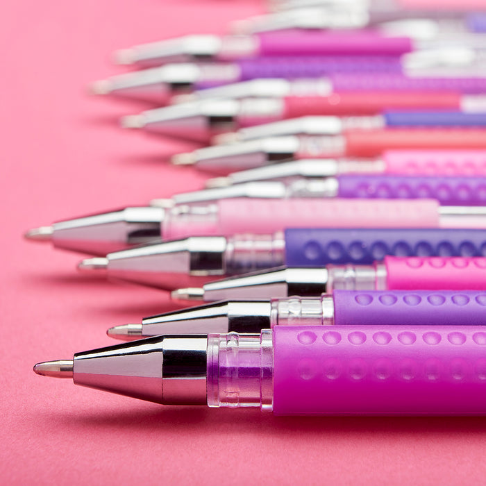 Gel Pen Set, Soft Grip, 24 Pink & Purple Tone Colors