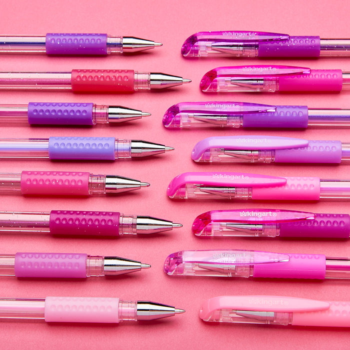 Gel Pen Set, Soft Grip, 24 Pink & Purple Tone Colors