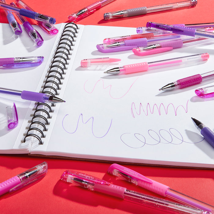 Gel Pen Set, Soft Grip, 24 Pink & Purple Tone Colors