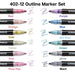 KINGART® Outline Markers - 12 pc. Set, Metallic Silver with Color Outlines - Studio - KINGART®