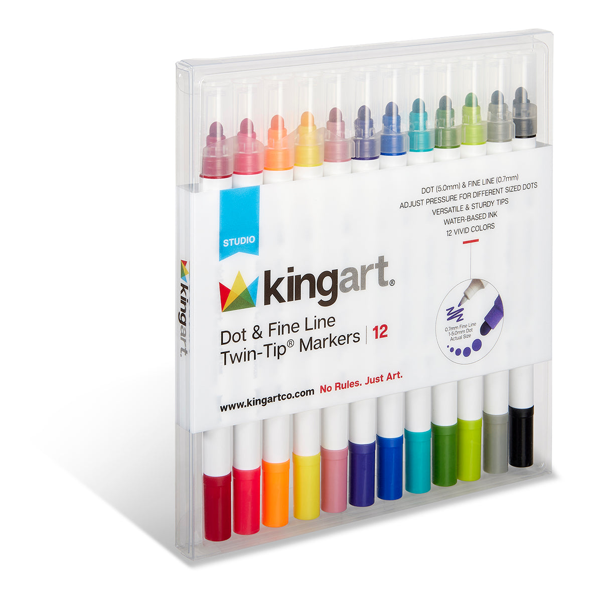 KINGART® PRO Extra Fine Point Acrylic Paint Pen Markers, Water-Based Ink,  Set of 12 Colors