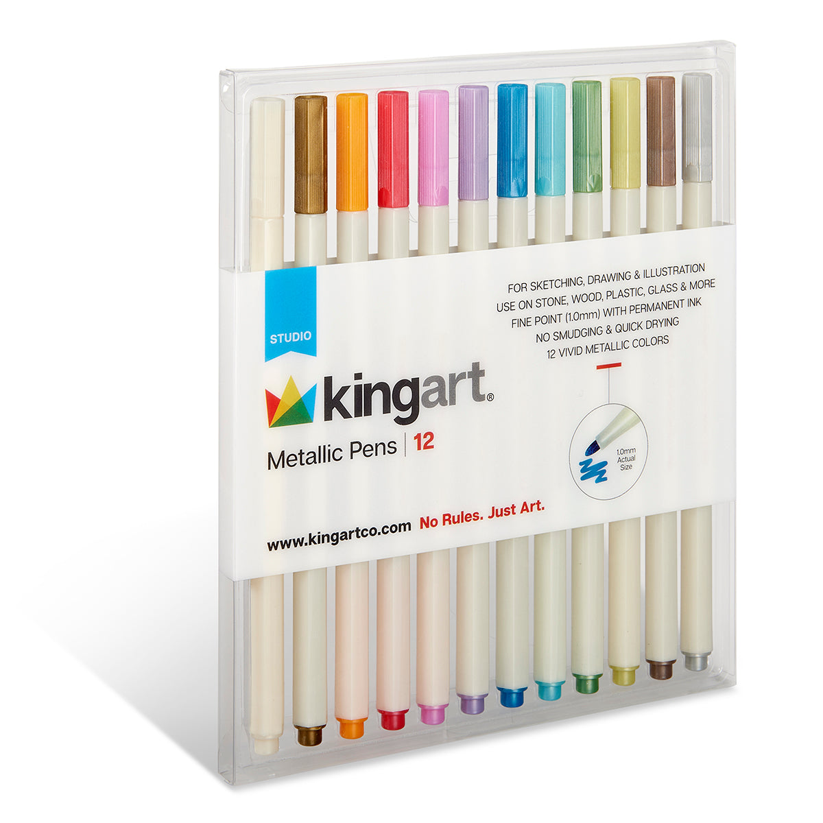 KINGART® PRO Extra Fine Point Acrylic Metallic Paint Pen Markers