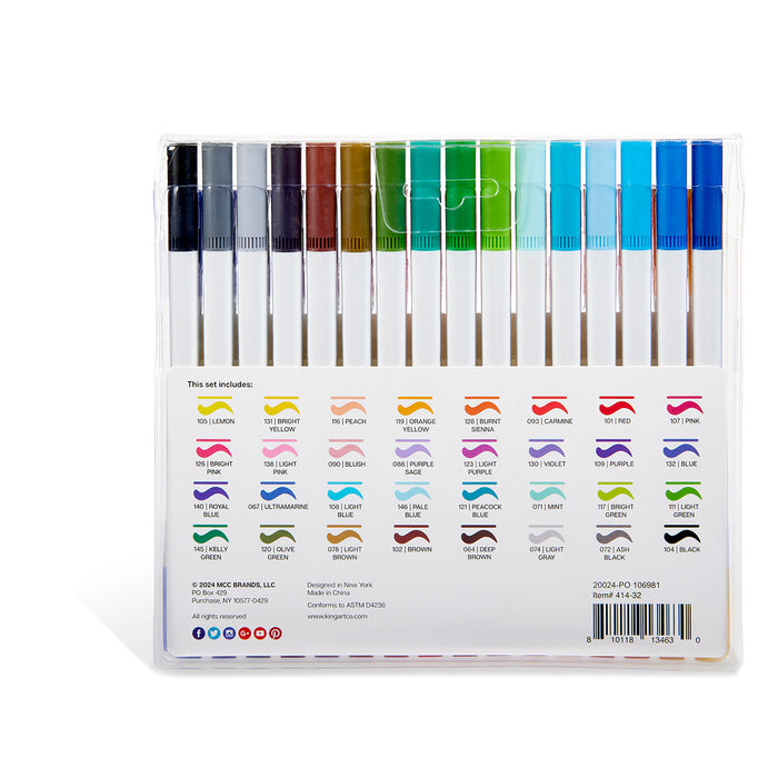 Twin-Tip™ Brush & Fine line Pens, Set of 32 Unique Bright Colors