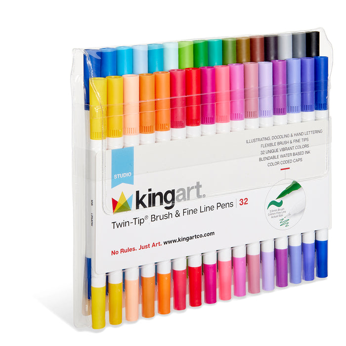 Twin-Tip™ Brush & Fine line Pens, Set of 32 Unique Bright Colors