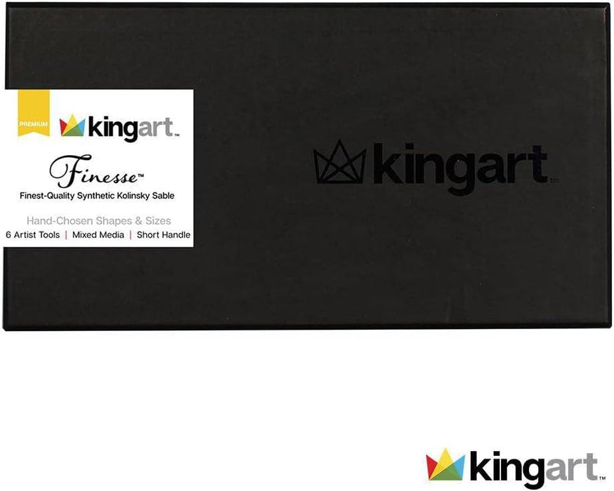 KINGART® Finesse™ Kolinsky Sable Synthetic Blend Premium Watercolor Artist Brushes, Gift Box, Set of 6 - Premium - KINGART®