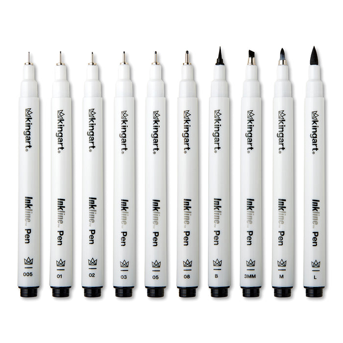 Inkline™ Fine Line Art & Graphic Pens, Archival Black Japanese Ink, Set of 10 Assorted Nibs