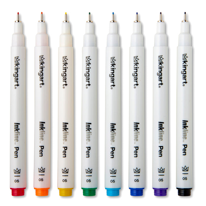 Inkline™ Fine Line Art & Graphic Pens, Archival Japanese Ink, Set of 8 Unique Colors, Size 05 Nib