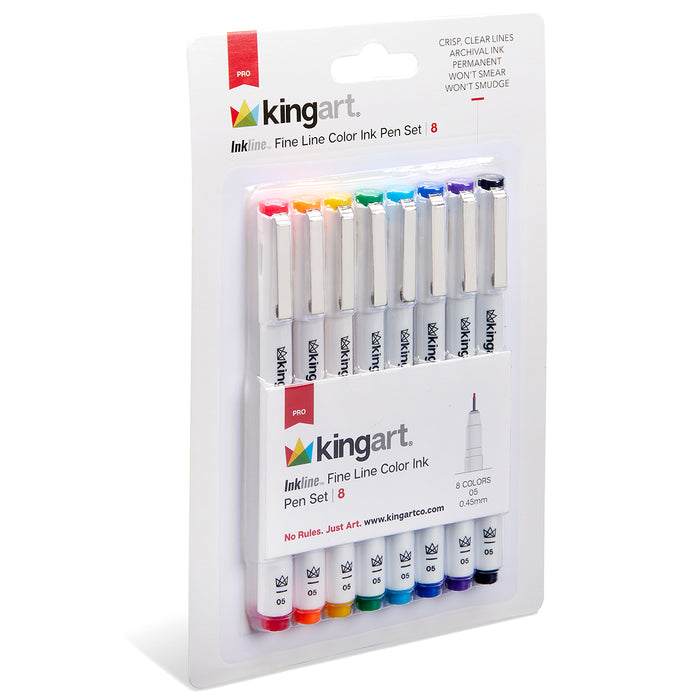 Inkline™ Fine Line Art & Graphic Pens, Archival Japanese Ink, Set of 8 Unique Colors, Size 05 Nib