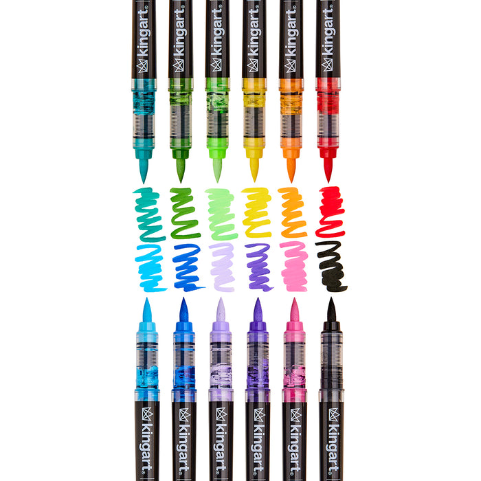 PRO Acrylic Brush Pens, 12 Vibrant Colors, Flexible Brush Tip with Blendable Ink