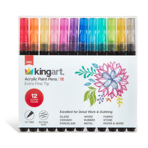 KINGART® Glitter Markers, Set of 12