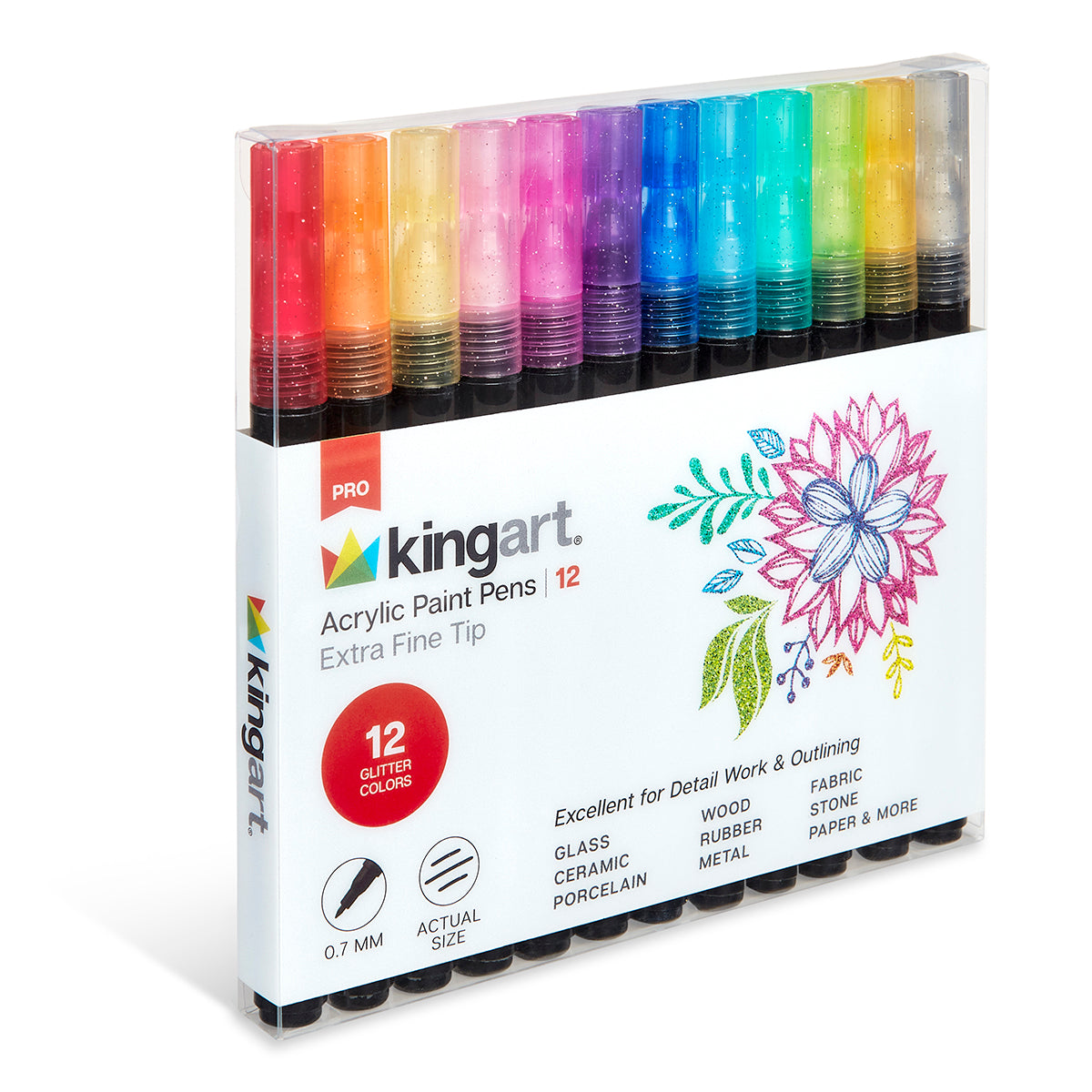 KINGART® PRO Extra Fine Point Acrylic Paint Pen Markers, Black