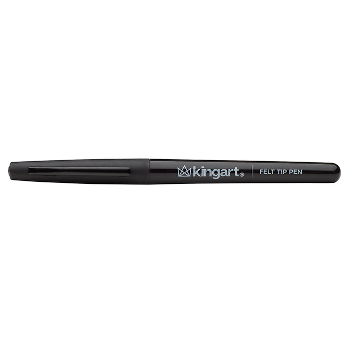 KINGART® Studio Felt Tip Pens, Medium Point, Set 6 Black Ink Markers - Studio - KINGART