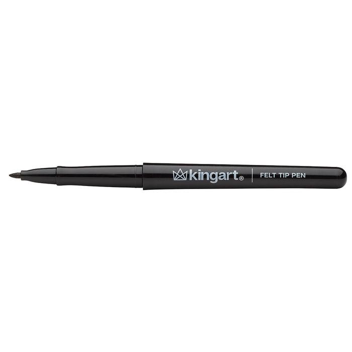 KINGART® Studio Felt Tip Pens, Medium Point, Set 6 Black Ink Markers - Studio - KINGART