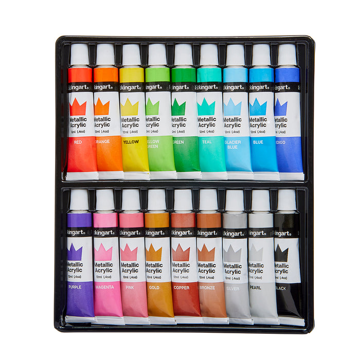 Studio Metallic Acrylic Paint, 12ml (.4oz), Set of 18 Colors