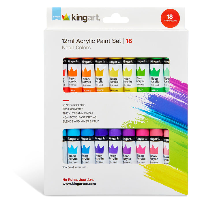 Studio Neon Acrylic Paint, 12ml (.4oz), Set of 18 Colors