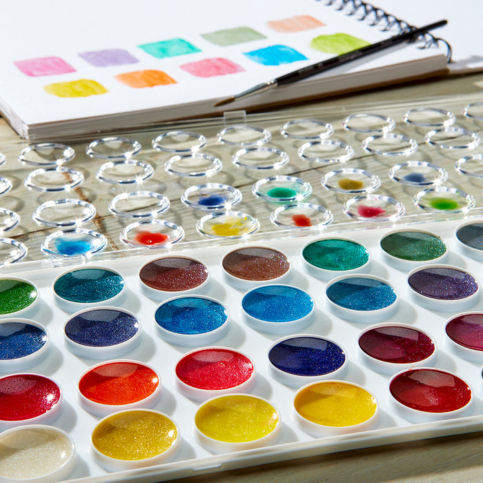 Pearlescent Watercolor Pan Set, 36 Colors