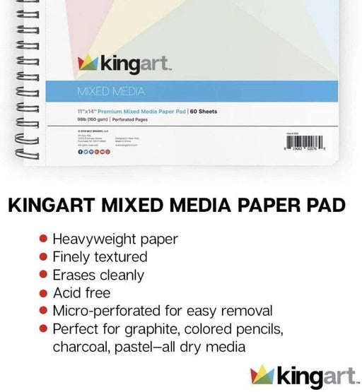 KINGART® Mixed Media Sketchbook, Pack of 2, 5.5 x 8.5 Inches, 60-Sheet, 98lb/160gsm Acid-Free Paper, Micro-Perforated, Spiral-Bound, Wet and Dry Media - Studio - KINGART®